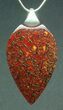 Red Agatized Dinosaur Bone Shield Pendant #5255-2